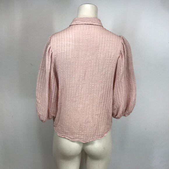 IDEM DITTO -WOMEN'S MEDIUM - PINK 3/4 SLEEVE BUTTON COLLARED VISCOSE BLEND TOP - Picture 5 of 8